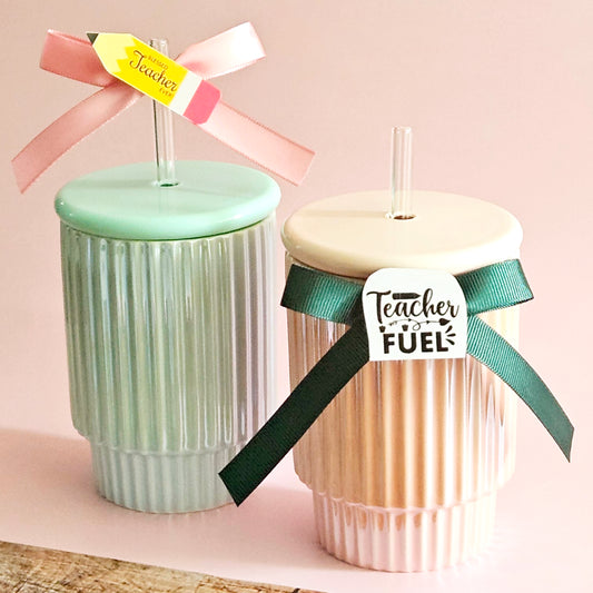 Teachers gift - Iced Cold Coffee cup with lid and straw